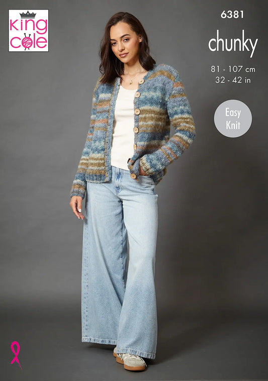 Cardigan and Sweater knitted in Flair Chunky King Cole Pattern 6381
