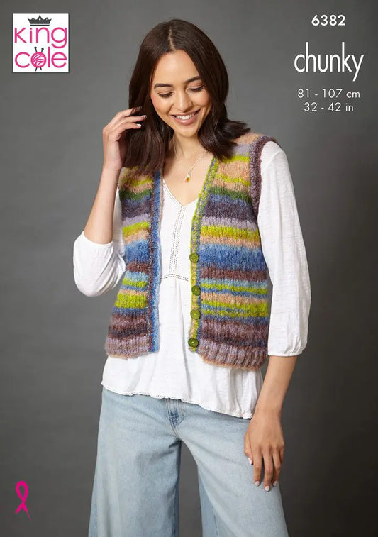 Waistcoat and Tank Top knitted in Flair Chunky King Cole Pattern 6382