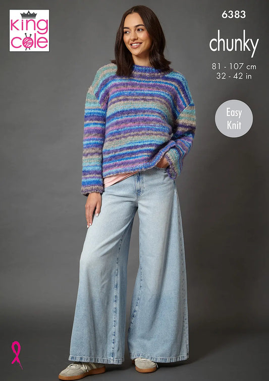 Sweater and Cardigan knitted in Flair Chunky King Cole Pattern 6383