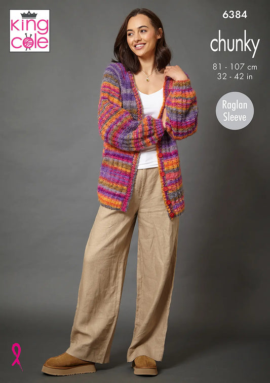 Sweater and Cardigan knitted in Flair Chunky King Cole Pattern 6384