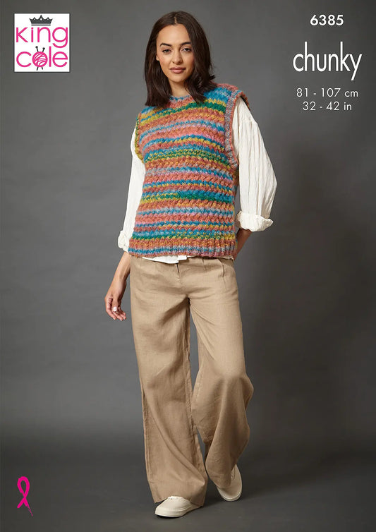 Sweater and Tank Top knitted in Flair Chunky King Cole Pattern 6385