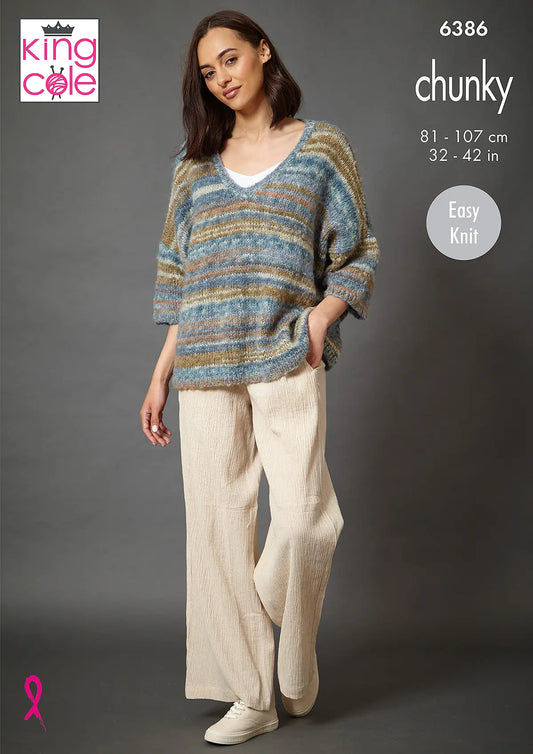 Sweaters knitted in Flair Chunky King Cole Pattern 6386