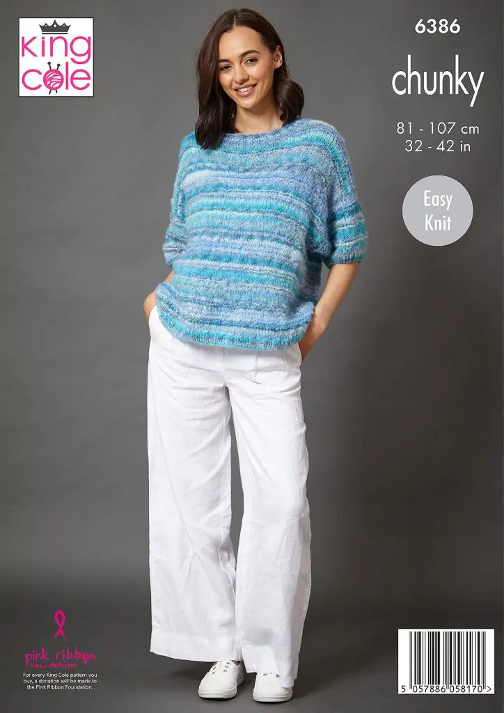 Sweaters knitted in Flair Chunky King Cole Pattern 6386