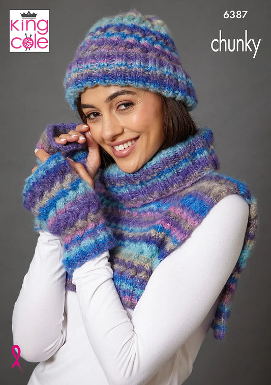 Accessories knitted in Flair Chunky King Cole Pattern 6387