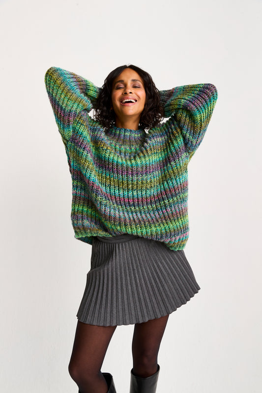 Sirdar EMI-PRECIOUS SWEATER KNITTING PATTERN IN JEWELSPUN WITH WOOL CHUNKY Self Striping Yarn 10800