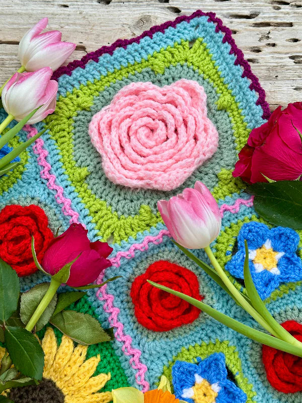 Say It With Flowers Crochet Along Blanket CAL in King Cole Big Value Dk - by Eleonora Tully of Coastal Crochet