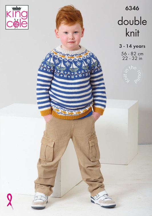 Fairisle Sweaters knitted in Merino Blend DK
King Cole Pattern 6346