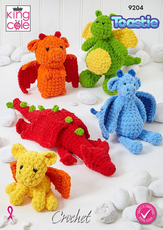 Dragons crocheted in Toastie
King Cole Pattern 9204