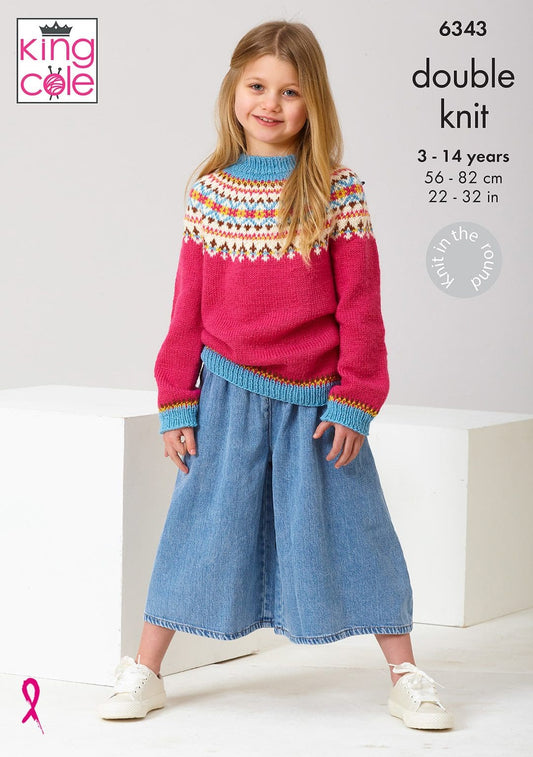 Fairisle Sweaters knitted in Merino Blend DK
King Cole Pattern 6343