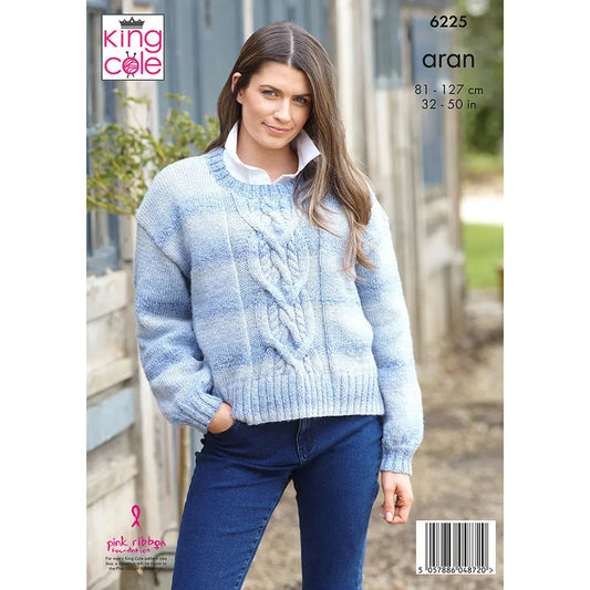 King Cole Crescendo Aran Round Neck Sweater Knitting Pack
