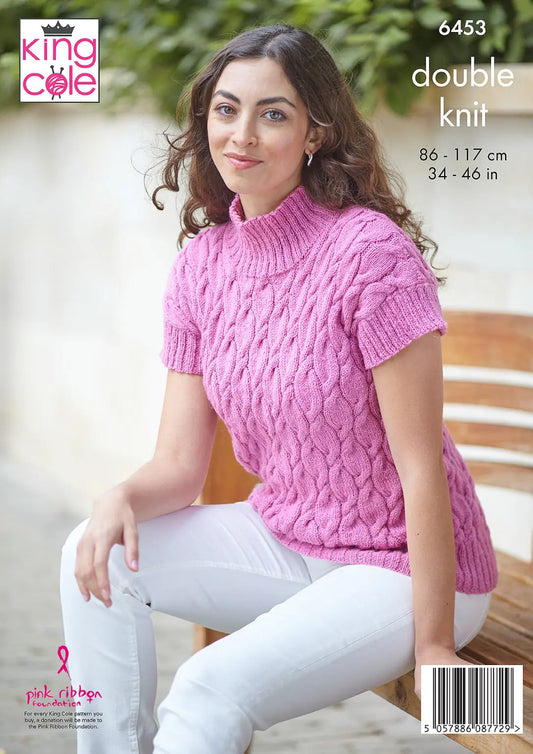 Sweater and Top knitted in DK
King Cole Pattern 6453