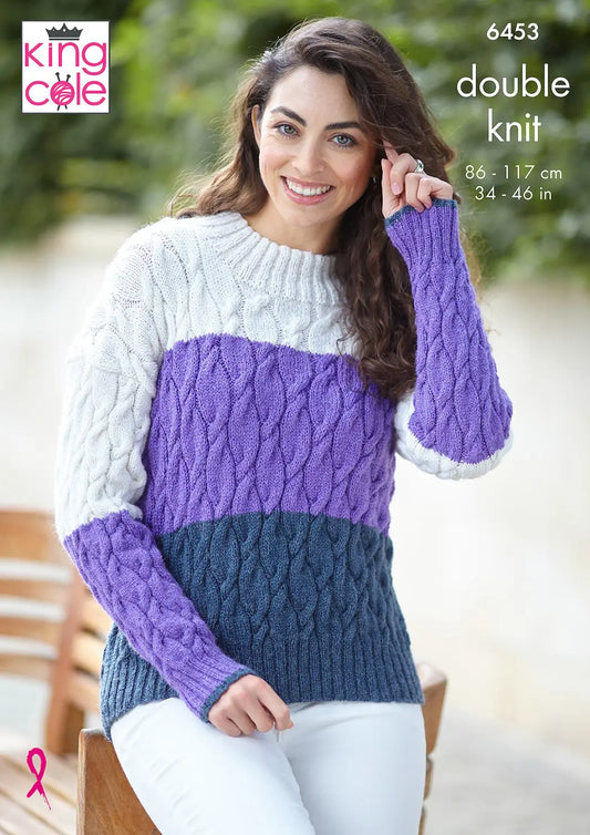 Sweater and Top knitted in DK
King Cole Pattern 6453