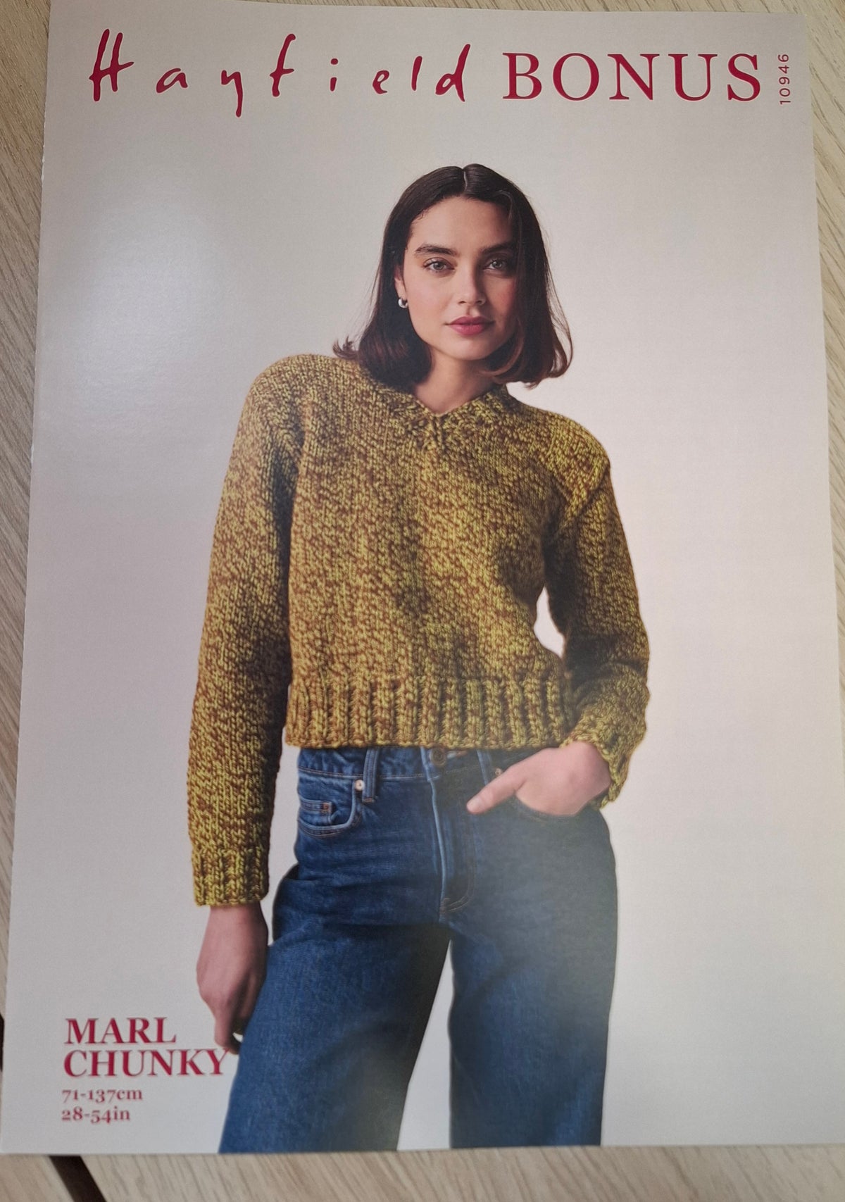 Hayfield Bonus Marl Chunky: V-Neck Cropped Sweater Knitting Kit