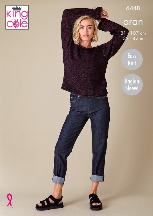 Sweaters knitted in Firefly Aran
King Cole Pattern 6448
