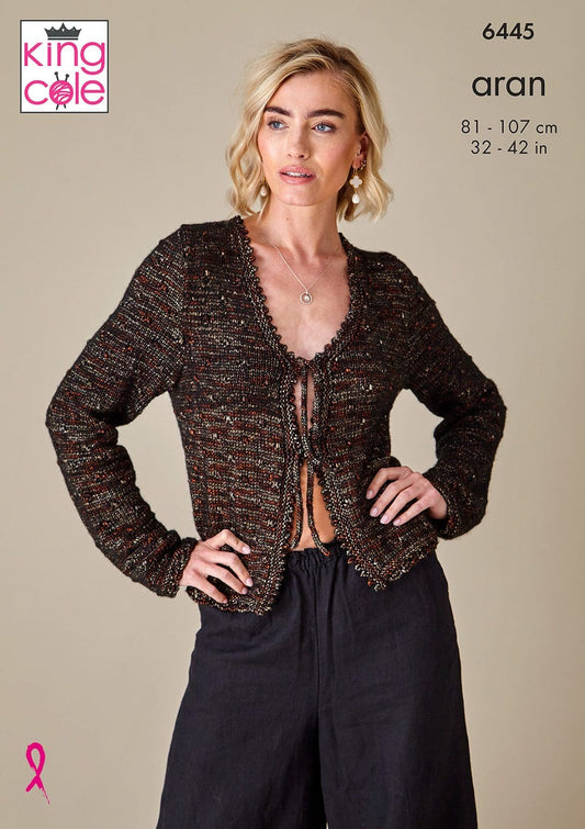 Tank Top and Cardigan knitted in Firefly Aran
King Cole Pattern 6445