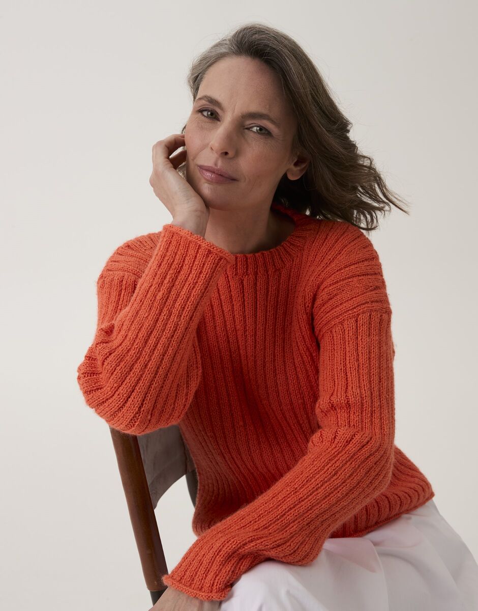 Trumpet Flower Rib Sweater Knitting Kit using Sirdar Loveful Bio Blend DK