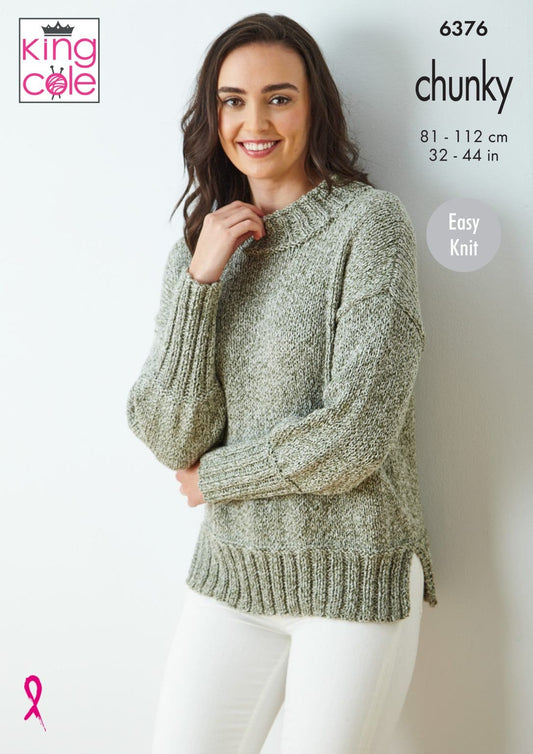 Sweater and Vest Top knitted in Simply Denim Chunky
King Cole Pattern 6376