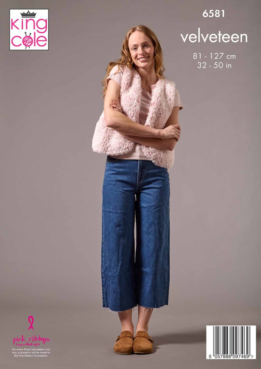 Gilet Knitting Pack – King Cole Velveteen – 5 Balls – Pattern 6581